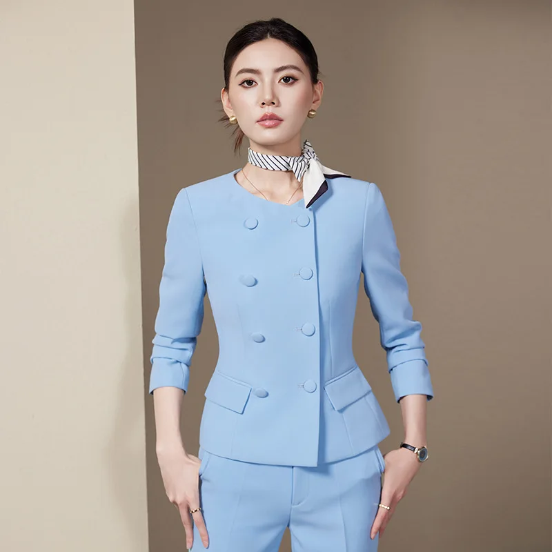 Spring and Autumn Formal Occasion Suit Set for Women High-End Elegant New Chinese Style Professional Outfit Waiter Workwear Unif