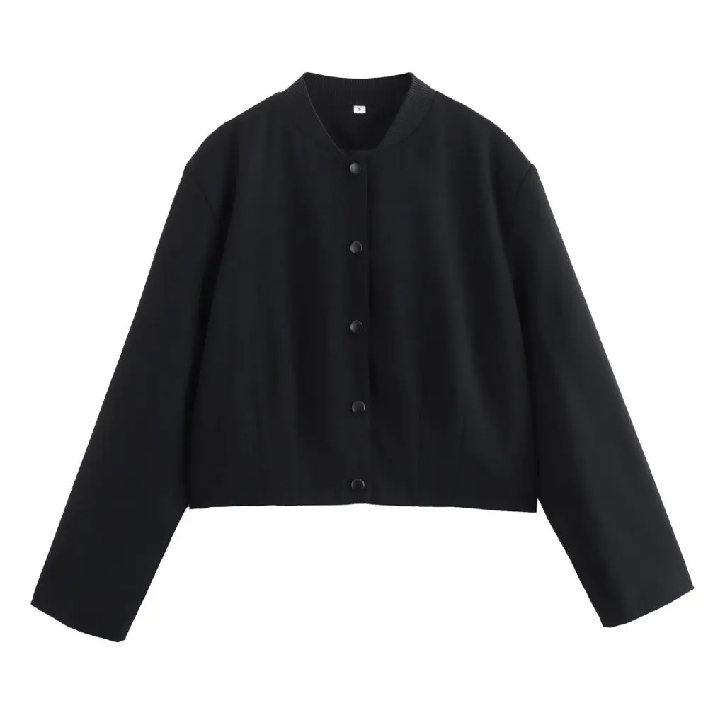 

Women's Slim-fit Short Jacket Coat Solid Color Collar Single-breasted Long-sleeve Autumn New All-match
