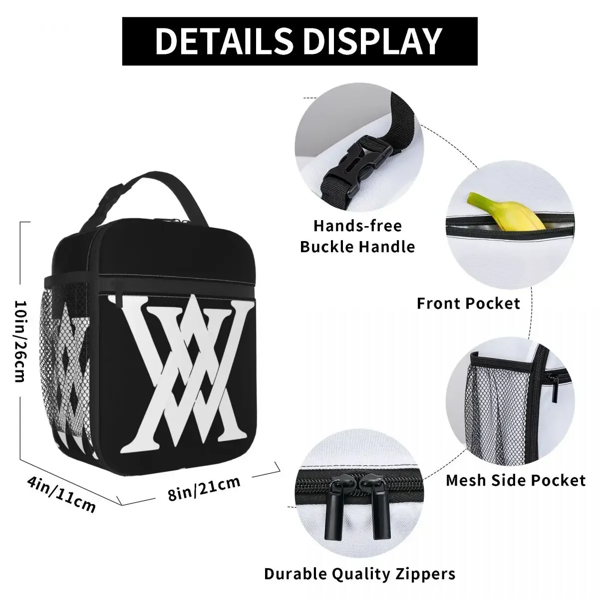 Fashion Golf Brand Insulated Lunch Bag Food Container Portable Thermal Cooler Bento Box for Travel