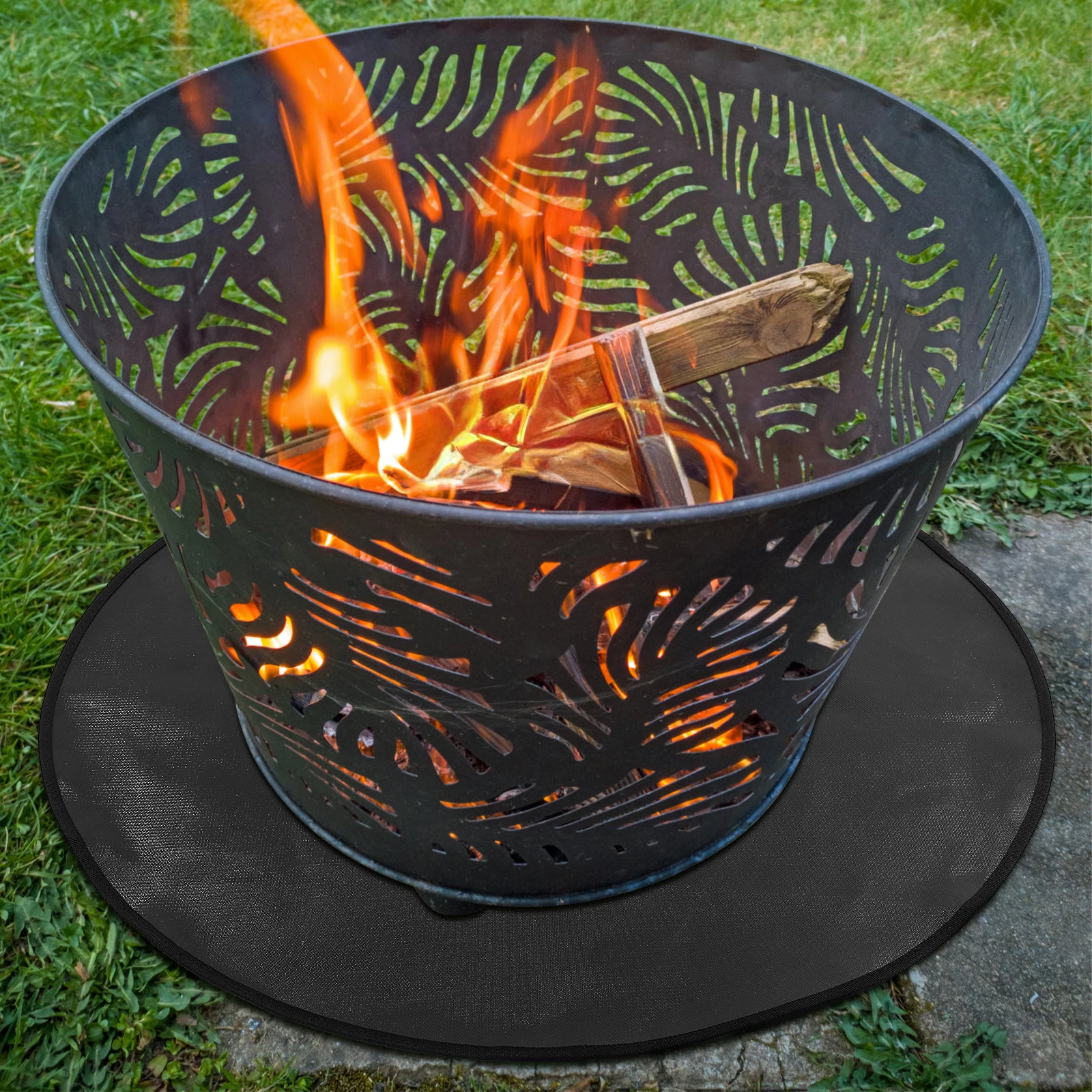 

Fireproof Mat Round Shape Heat Protection BBQ Accessories Fiberglass Cloth Pit Easy Storage Outdoor Grilling Deck Protector