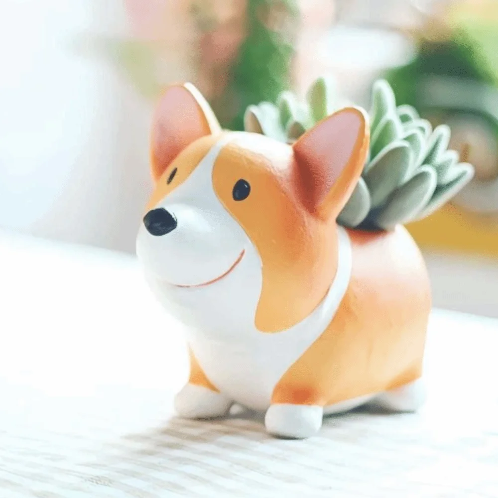 

Decorative Corgi Dog Pot Decorations Collectible Adorable Corgi Dog Resin Ornaments 14.5cm Exquisite Corgi Dog Model Toy