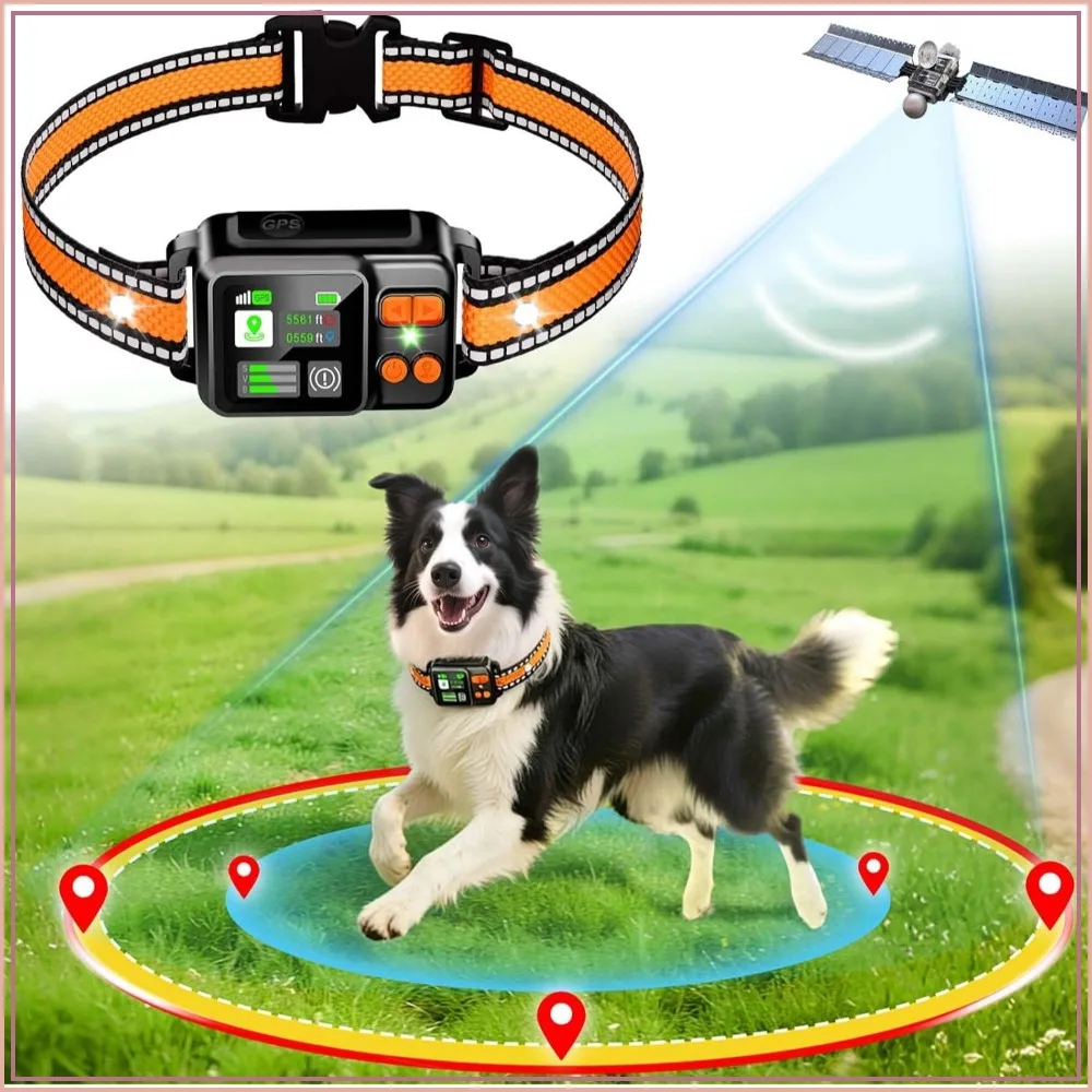 GPS Wireless Dog Fence System, Electric Dog Fence Using GPS Satellite Technology, IPX7 Waterproof Rechargeable, 2 Modes Circular & Free-Form