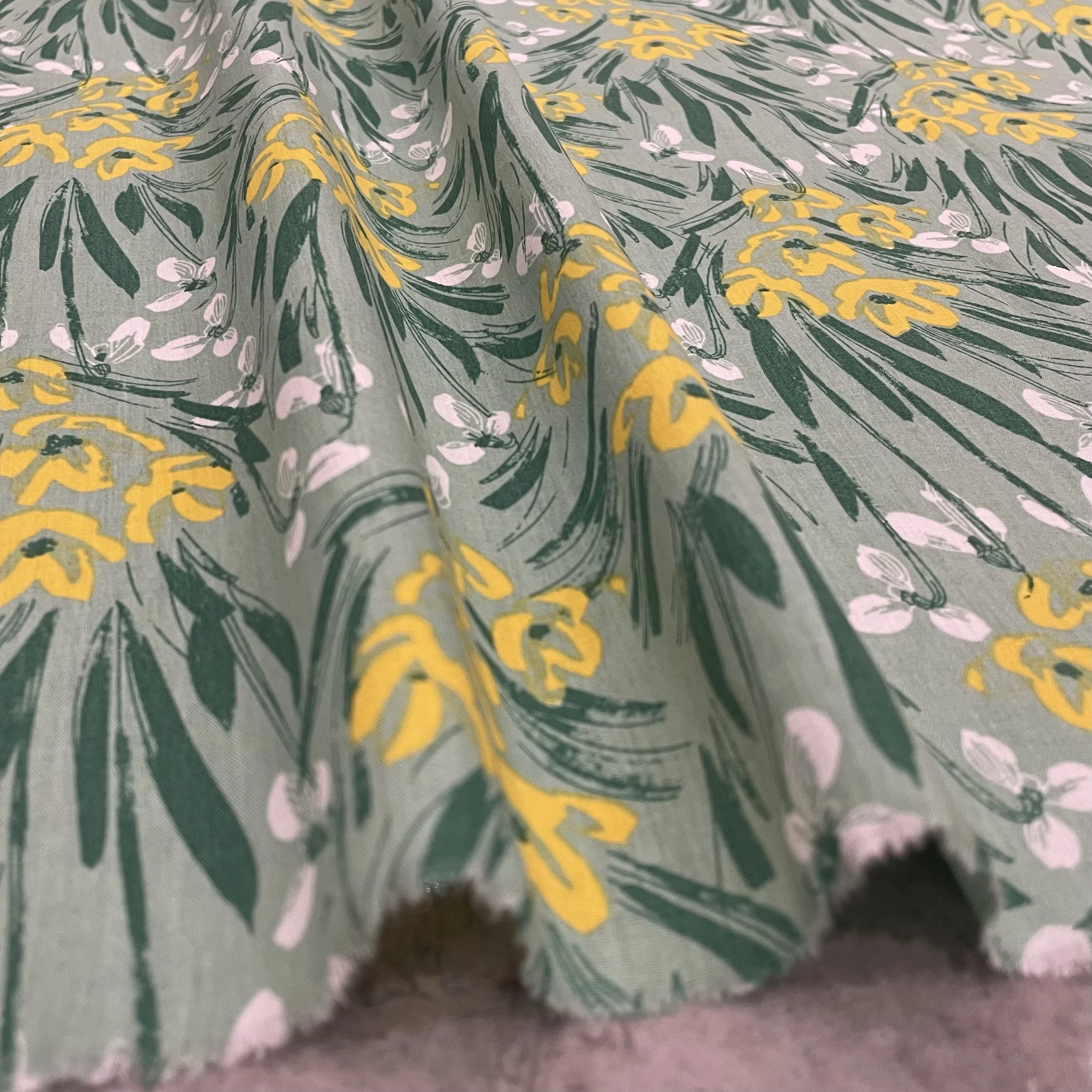 Tissu à fleurs vert forêt, 100% coton, pages similaires des années 40, tissu imprimé numérique pour la couture, jupe de robe de gril, popeline de