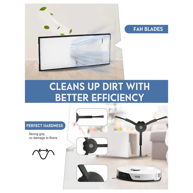 Escova lateral principal filtro hepa esfregão pano almofada para roborock s8 s8 plus s8 + s8 pro ultra replacement-A77G