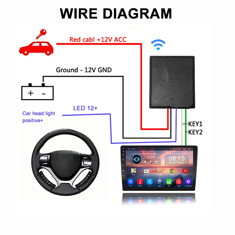 Pulsante di controllo del volante Wireless universale interruttore automatico per autoradio navigazione DVD multimedia stereo 10 tasti