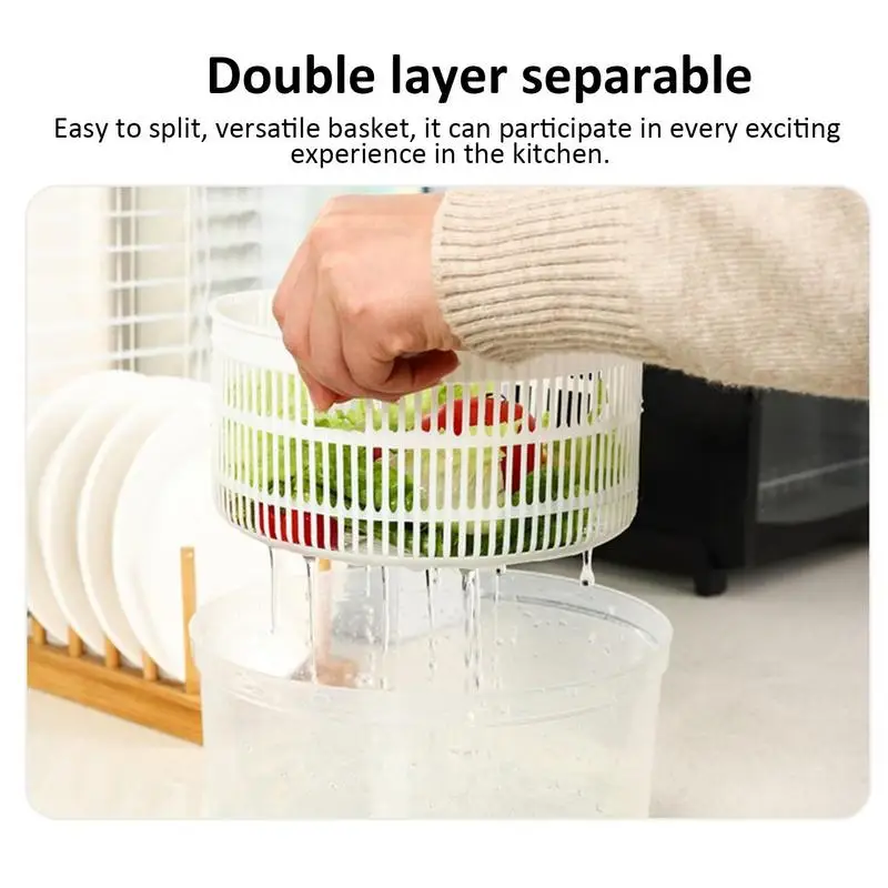 Manual Odorless Harmless Salad Spinner Vegetable Washer Dryer Drainer Crisper Strainer Detachable Fruit Spinner For Kitchen