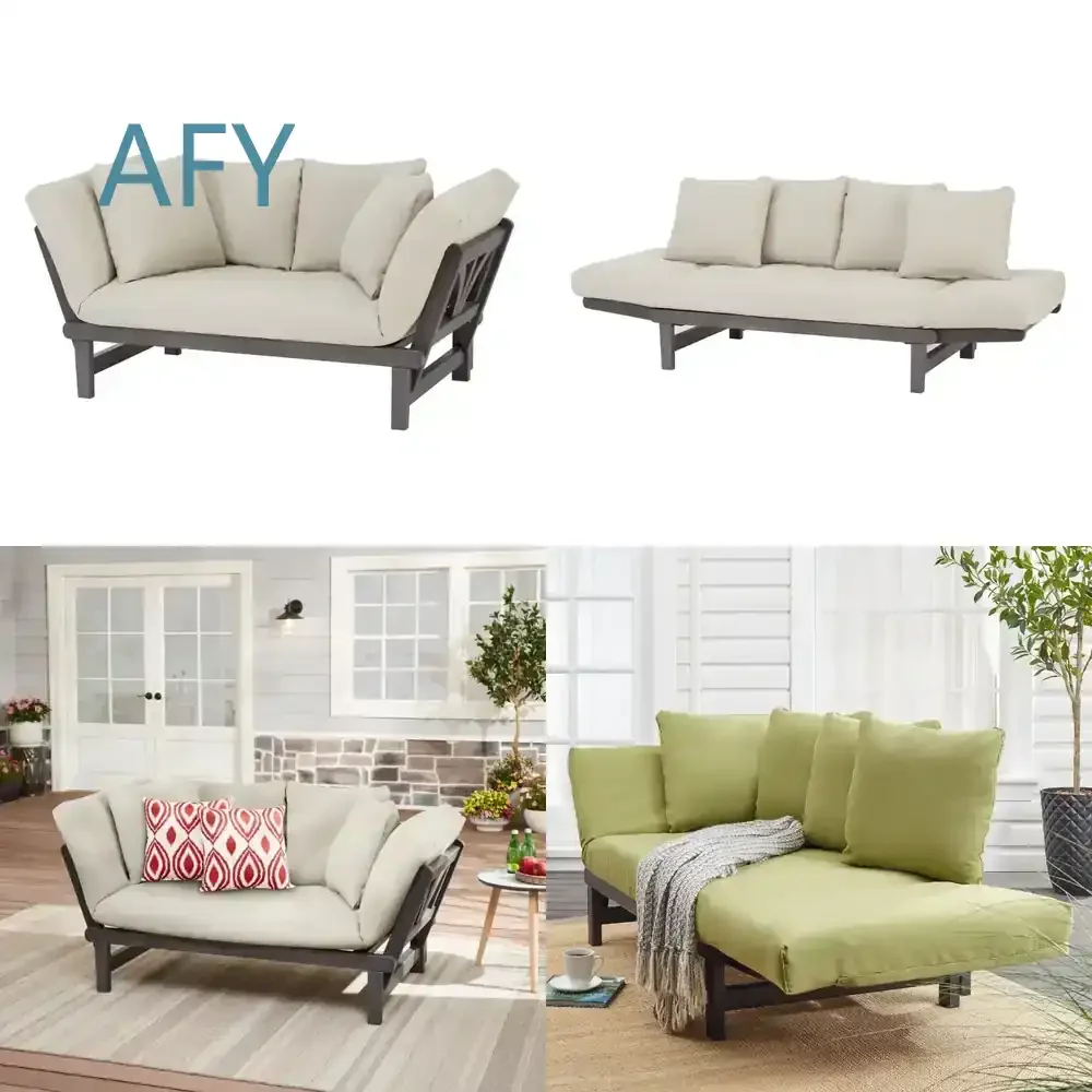 Fashion Home Garden Convertible Outdoor Day Bed Sofa for Patio Balcony Backyard Lounge Furniture for Adults Relaxation
