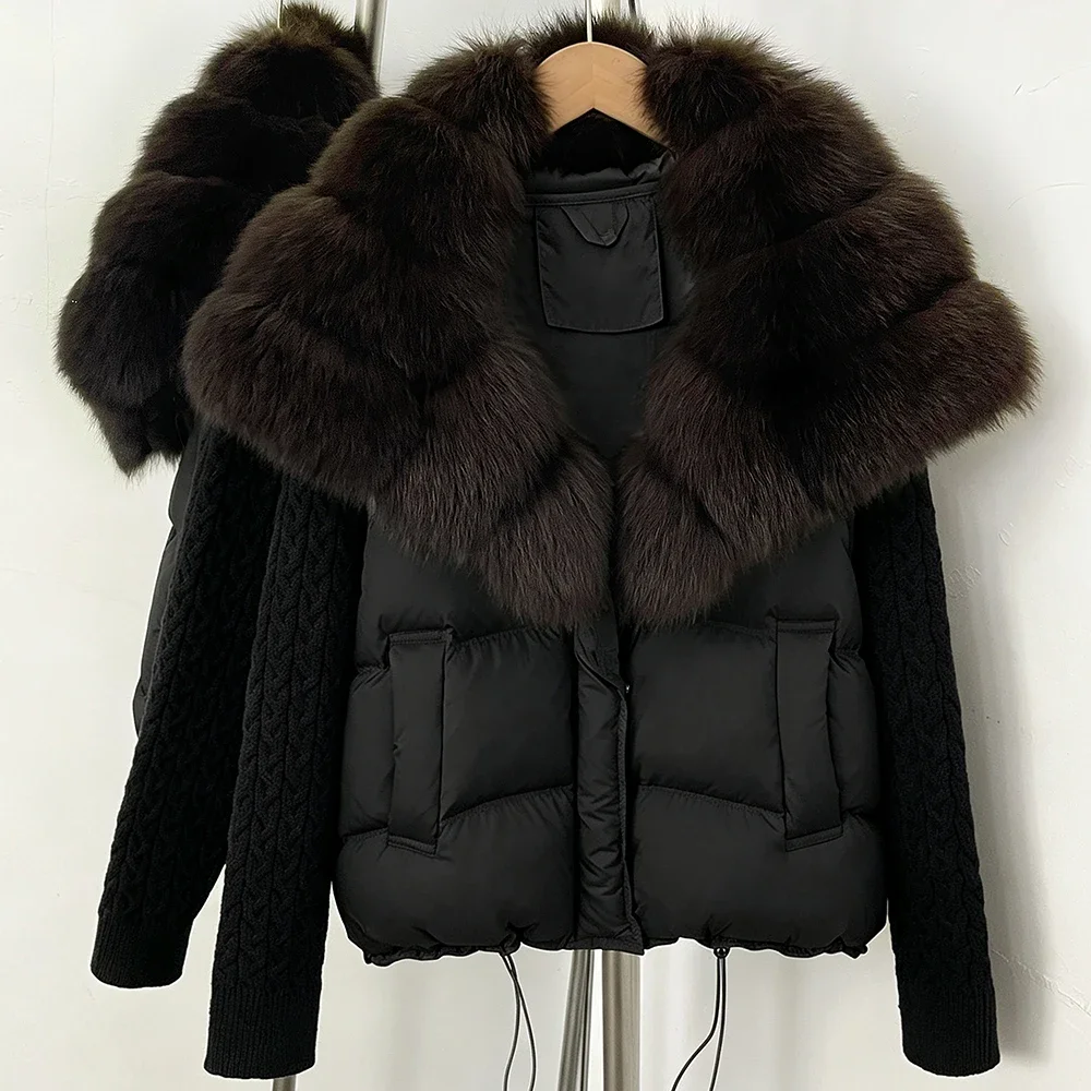 OFTBUY Neue Wintermode Daunenjacke für Damen, Kurze Warme Jacke mit Natürlichem Fell, Echter Fuchspelz-Mantel, Lässige Damenbekleidung – Detail 4