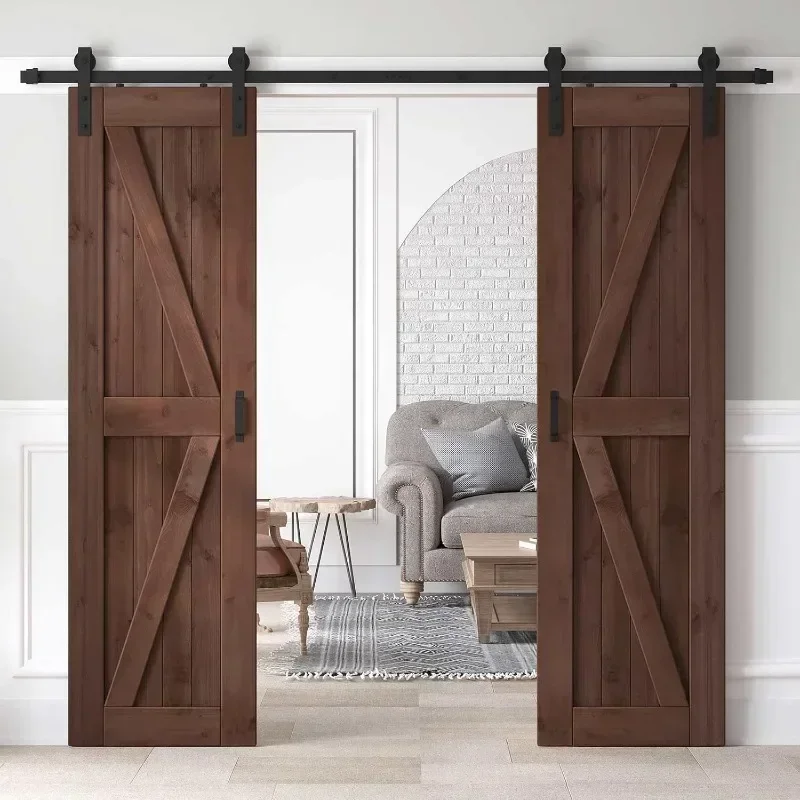 

ROYMELO Sliding barn door panels with hardware kit and handles for easy assembly sliding door system easy to assemble