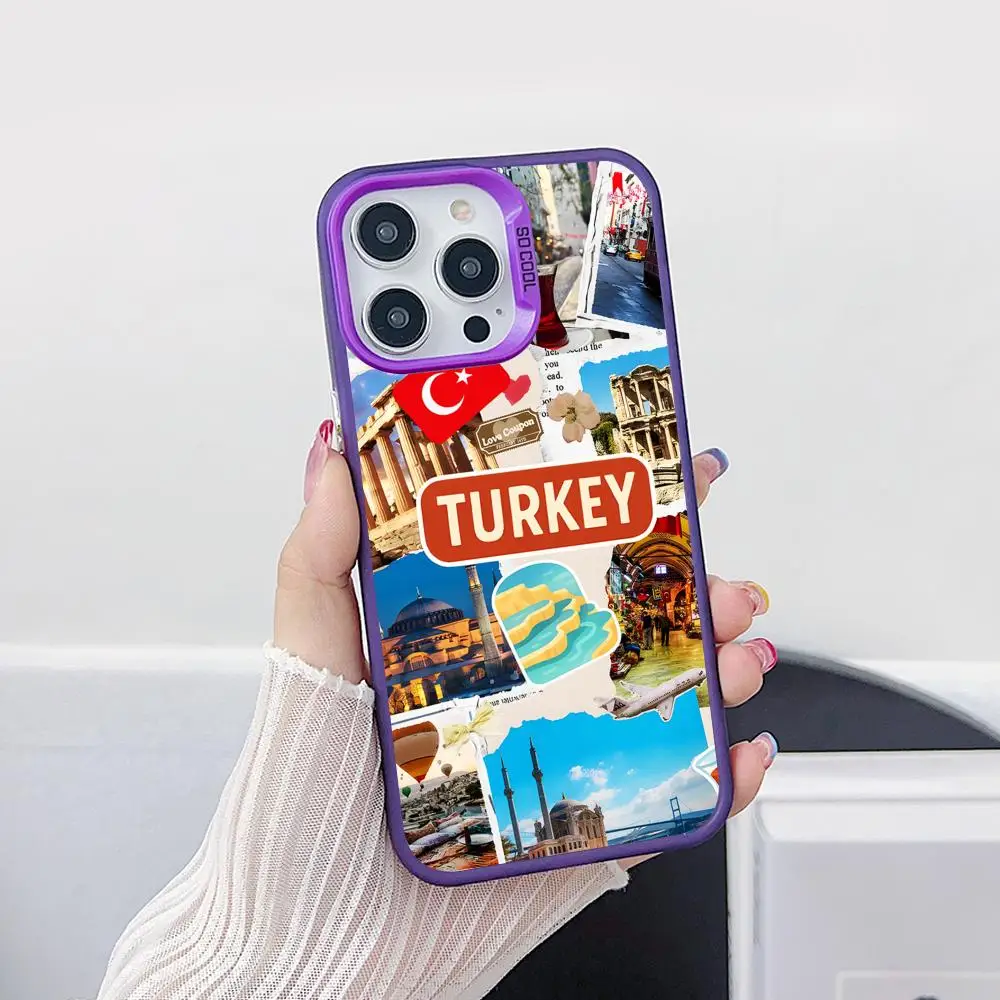 

Чехол для мобильного телефона с флагом Турции для iPhone 17, 16, 15, 14, 13, 12, 11 X XR XS 8 7 Pro Max Plus, полупрозрачный фиолетовый чехол, роскошный