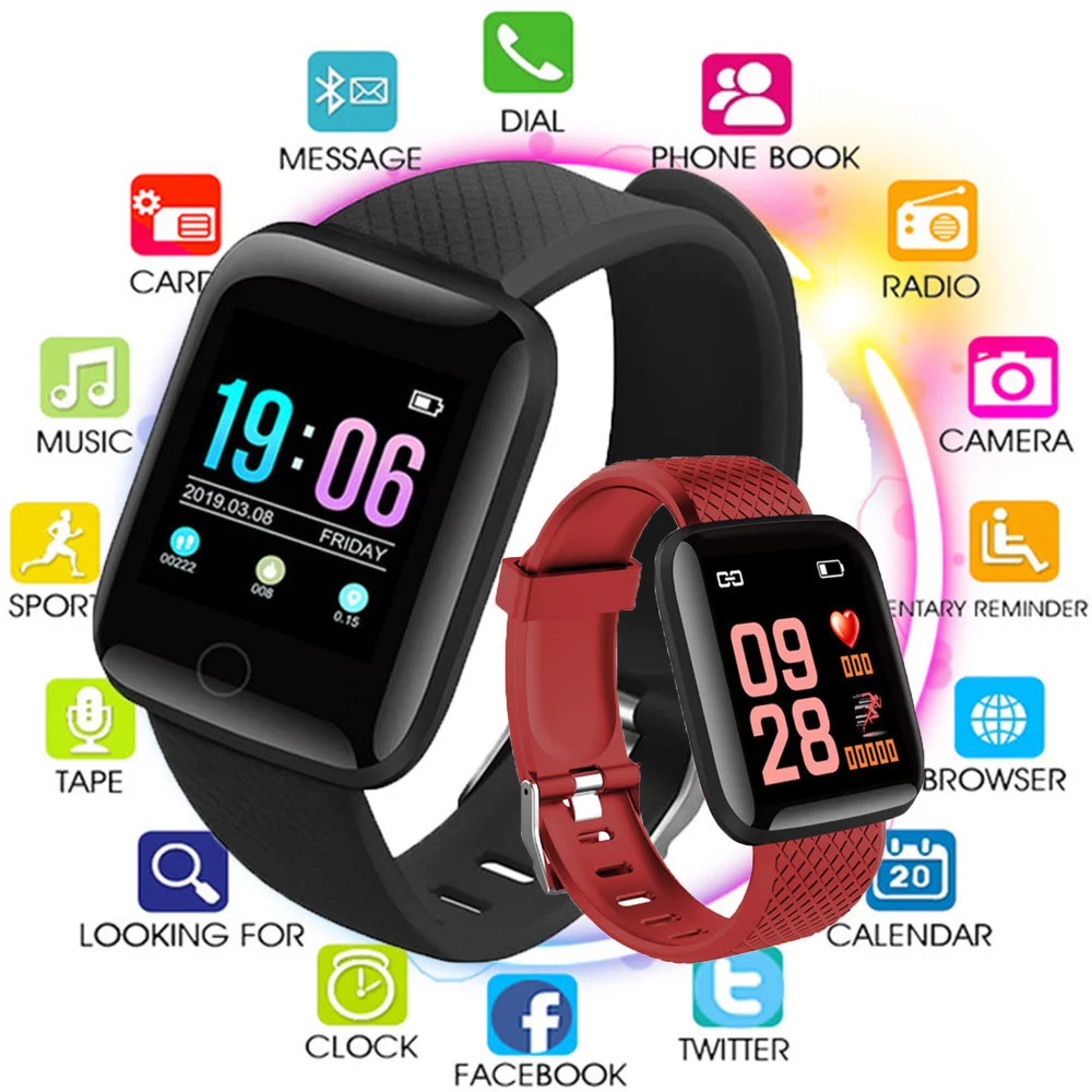 116Plus Touch สมาร์ทวอท์ช1.3นิ้วหน้าจอสีสมาร์ทวอท์ช Multi-Function Pedometer และ Heart Rate การตรวจสอบกีฬาสร้อยข้อมือ