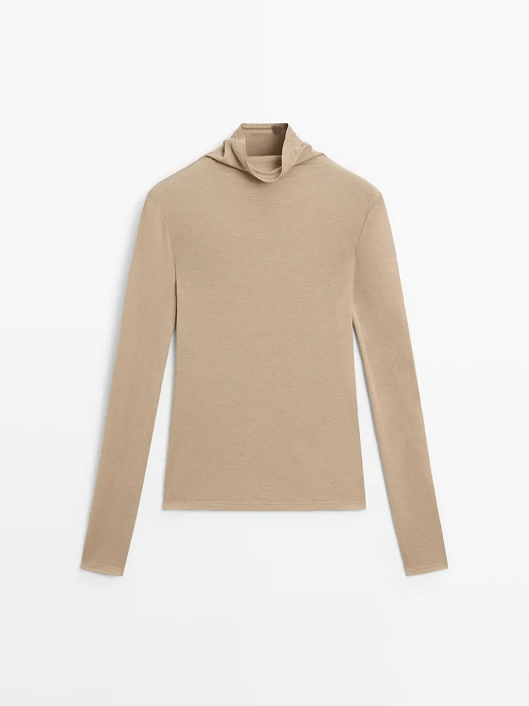 الراقية محبوك طويل Sve عالية الياقة المرأة تي شيرت جديد وصول الشتاء Faion أعلى جودة المواد مريحة تناسب