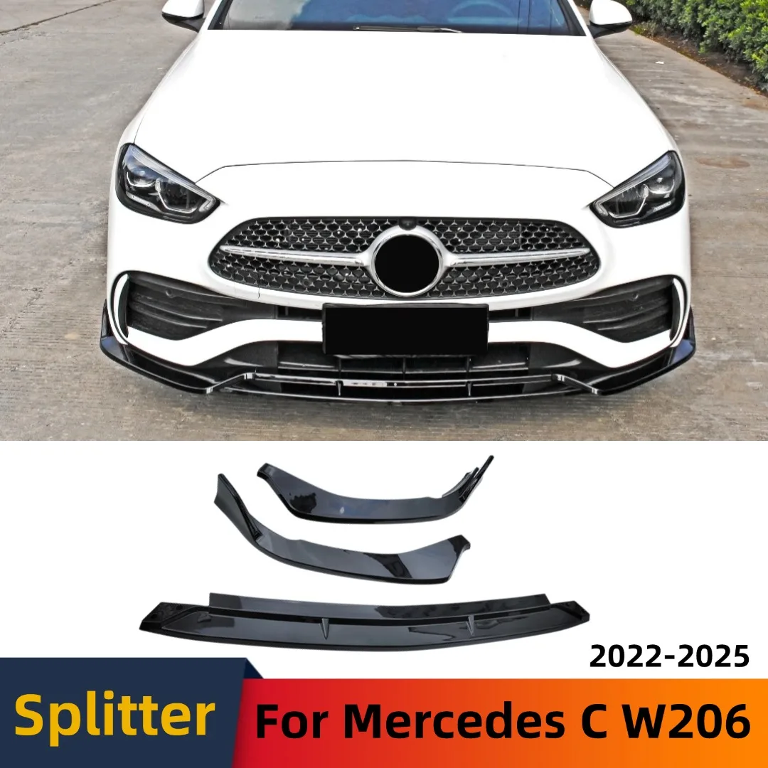 

For Mercedes Benz C Class W206 2022-2025 Front Chin Bumper Lip Spoiler Splitter Diffuser Tuning Accessories Air Dam Body Kit
