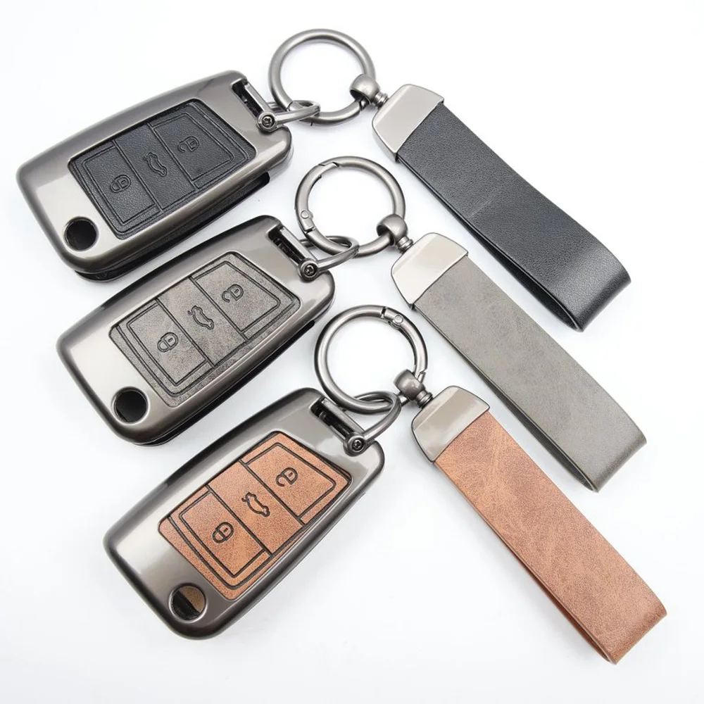 Zinc Alloy For VW Volkswagen Golf 7 MK7 Tiguan MK2 T-roc T-cross Skoda Octavia Kodiaq Karoq Seat Ateca Leon Car key cover Fob