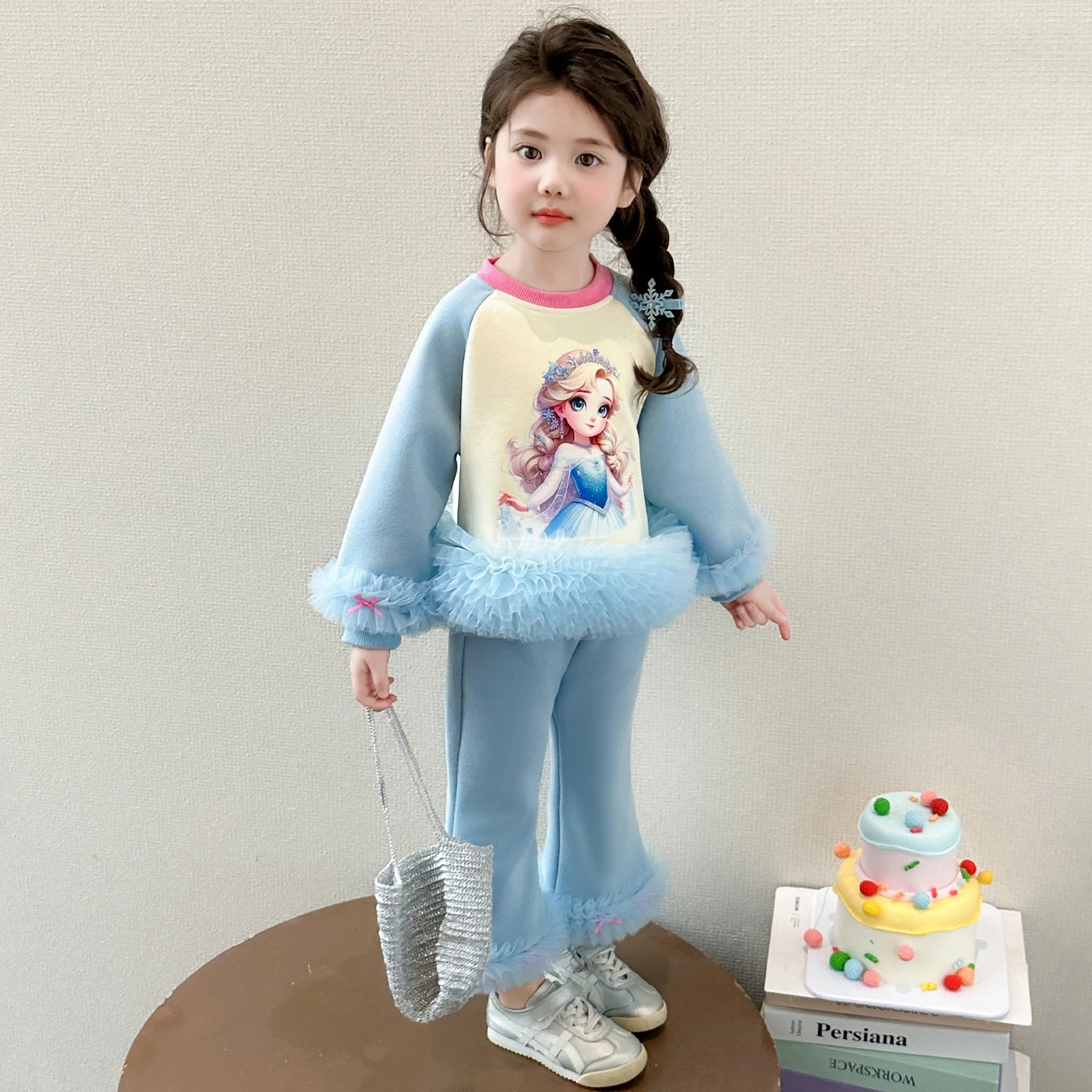 Girls long-sleeved suit spring and autumn new baby foreign sweater leggings children's two-piece set