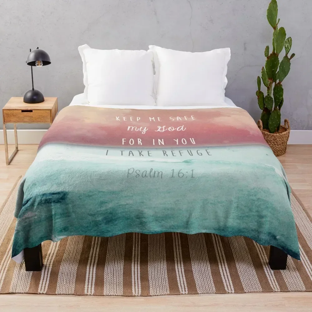 

Psalm 16:1 - Refuge Throw Blanket Compact Warm Blanket for Car Road Trip