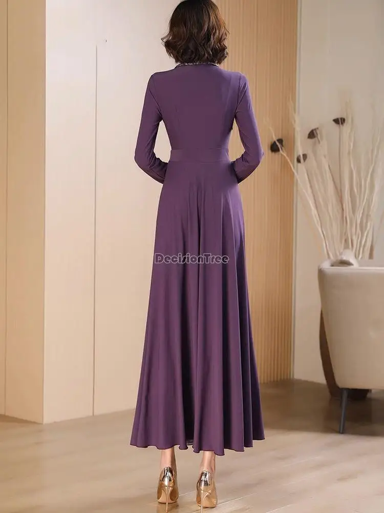 2024 autumn chinese style floral loose modified cheongsam dress women purple cheongsam ao dai dress elegant daily qipao dress