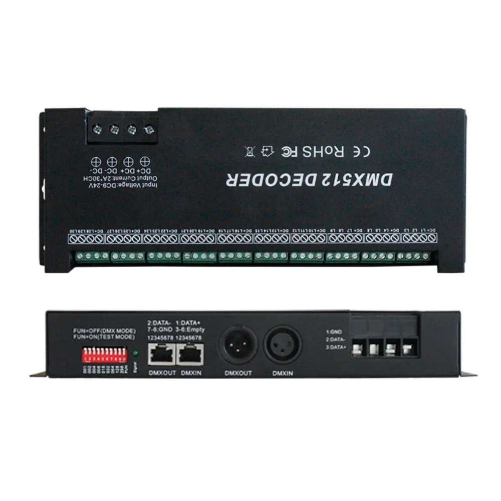 30CH RGB DMX Decoder DMX512 Controller DC12-24V, Digital 24CH RGB DMX512 Decoder, 3/4CH RGB RGBW DMX512 Decoder For LED Strip