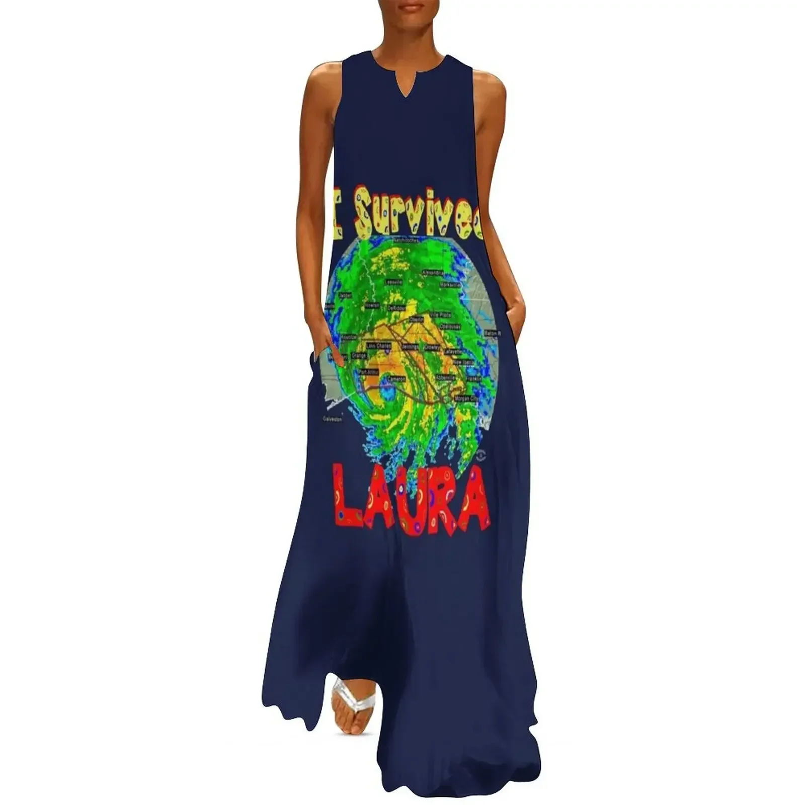 

I SURVIVED Hurricane Laura - with hurricane text Long Dress dress women elegant luxury dress Women's summer skirt