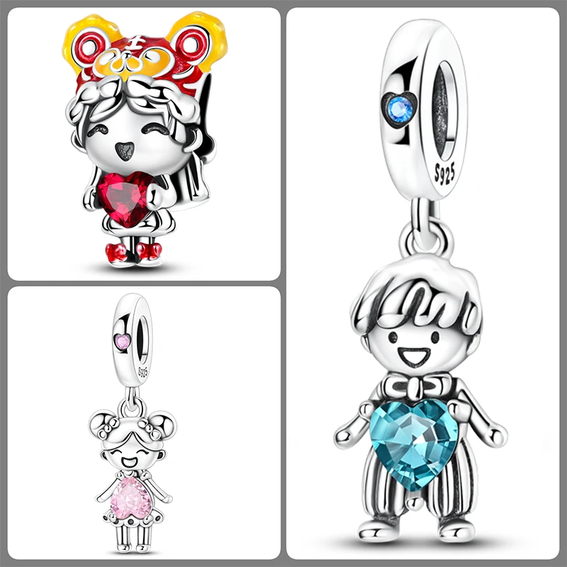 3-teiliges 925 Sterling Silber Charm-Set für Jungen und Mädchen, Familien- und Kinder-Perlen, DIY-Armband, Halskette, Geburtstags- und Muttertagsgeschenk für Frauen – Detail 7