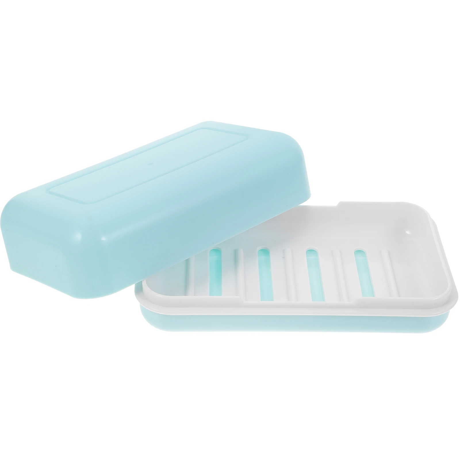 

Portable Soap Box Large Blue Double Layer Drainage Cover Compact Lightweight Travel Soap Holder Bathroom Balcony Wardrobe