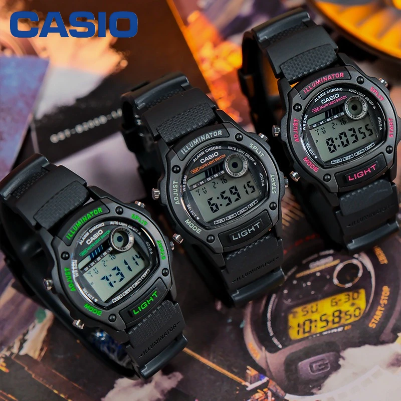 Casio W-220H Classic Retro Unisex Digital Wrist Watch 50M Waterproof Illuminator Light Chronograph Alarm Student Gift Watch