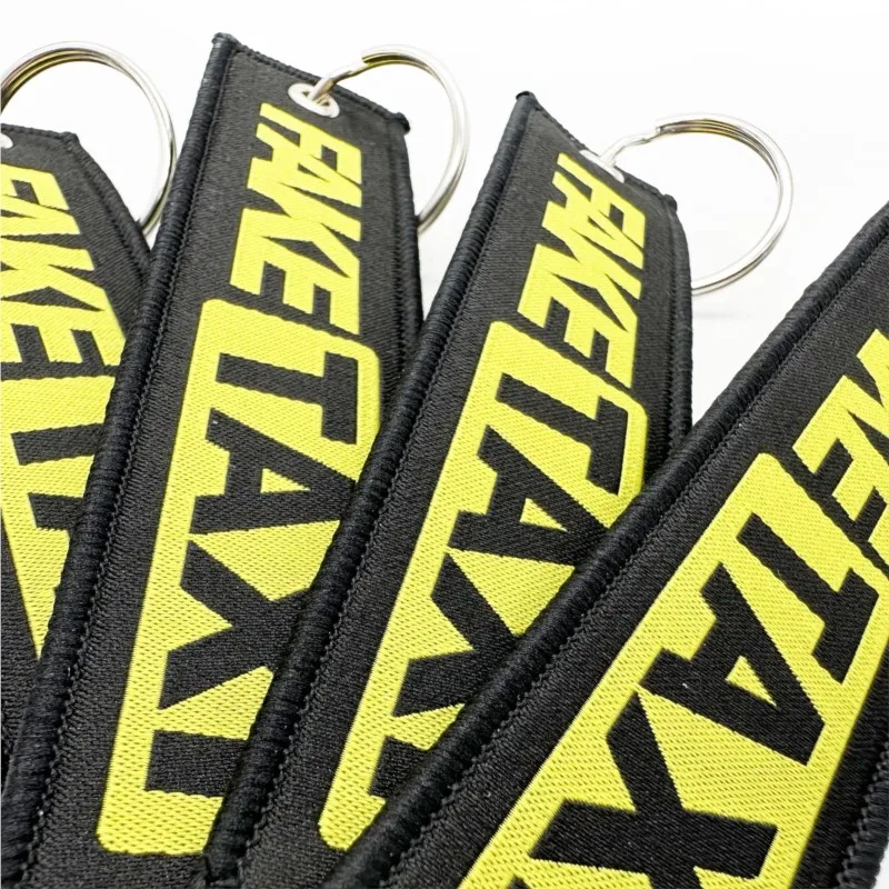 Personalized Custom woven logo Jet tag keychains Fabric keychains, with key rings, embroidered keychains for gifts and clothing