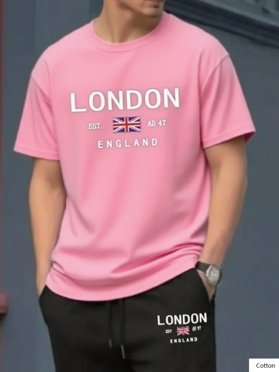 تي شيرت قطني ناعم مع نمط London England Est AD 47 يجب اقتناؤه لأولئك الذين يحبون المدن البريطانية وتاريخهم الغنيين