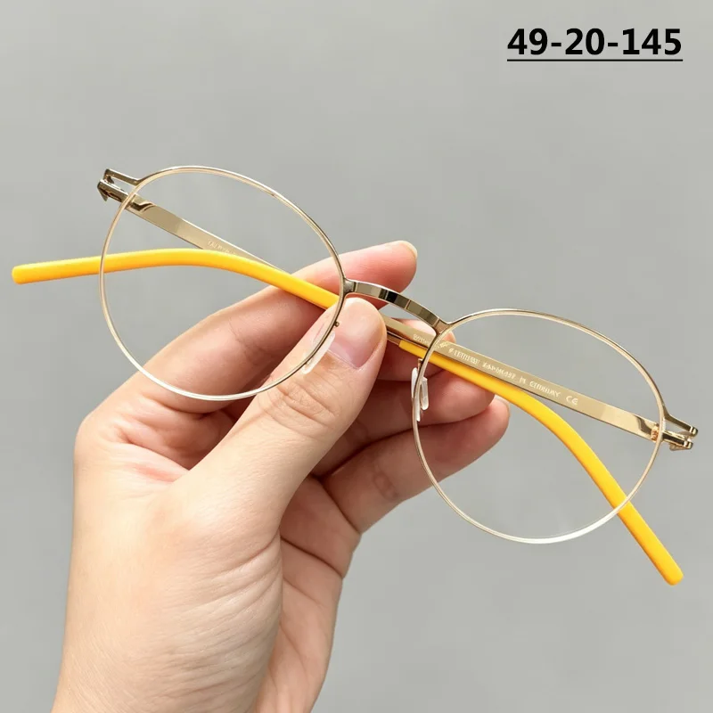 Germany Brand Design Oval Round Glasses Frame Men Retro Eyeglasses 6g Ultralight Thin Rim Eyewear Women Fashion Spectacles Gafas