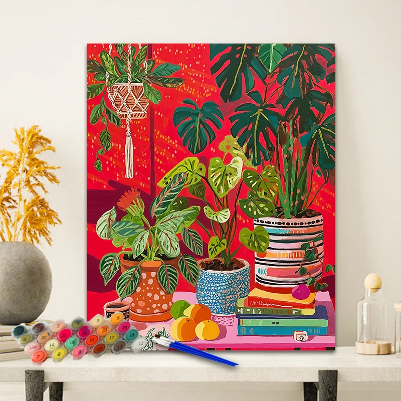 

Painting By Numbers Turtle-Back Bamboo Anniversary gift on Digital Painting Canvas Acrylic Paint Image Digital Coloring