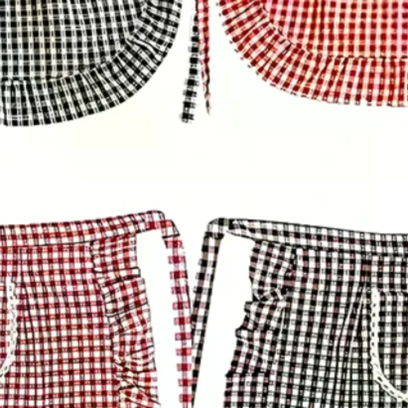 

Apron Square Check Half Waist Apron Cotton Material Stain Resistant Breathable Home Cooking Work Clothes Kitchen Accessories