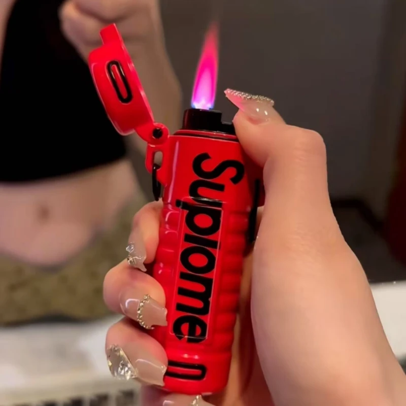New Fashion Letter Jet Strong Flame Lighter Outdoor Windproof Pendant Inflatable Portable Accessories Lighter Smoking Gift