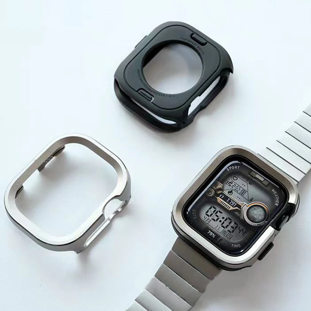 

Metal Cover for Apple Watch Ultra Case 49mm 46mm 45mm 44mm 41mm 40mm Bumper Frame Shell Protector for Series 10 9 8 7 6 5 Ultra
