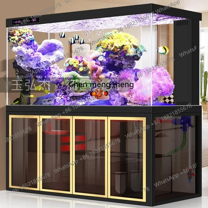 Q181  Bottom filter fish tank large living room industrial wind intelligent ecological aquarium screen ultra-white glass water-f