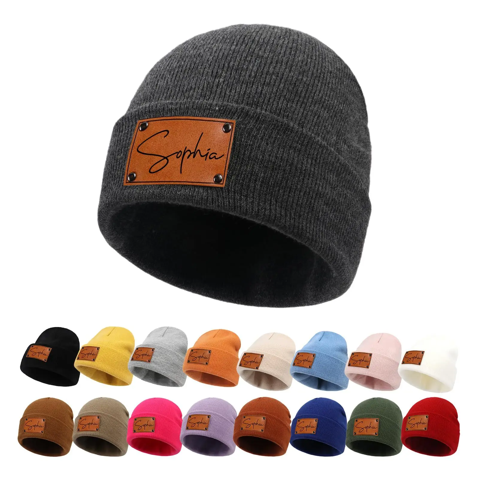 Winter Hat Warm Knit Beanie Customize NAME Letters Men Women Children You can Sign or Draw , also You can Ask us to Customize