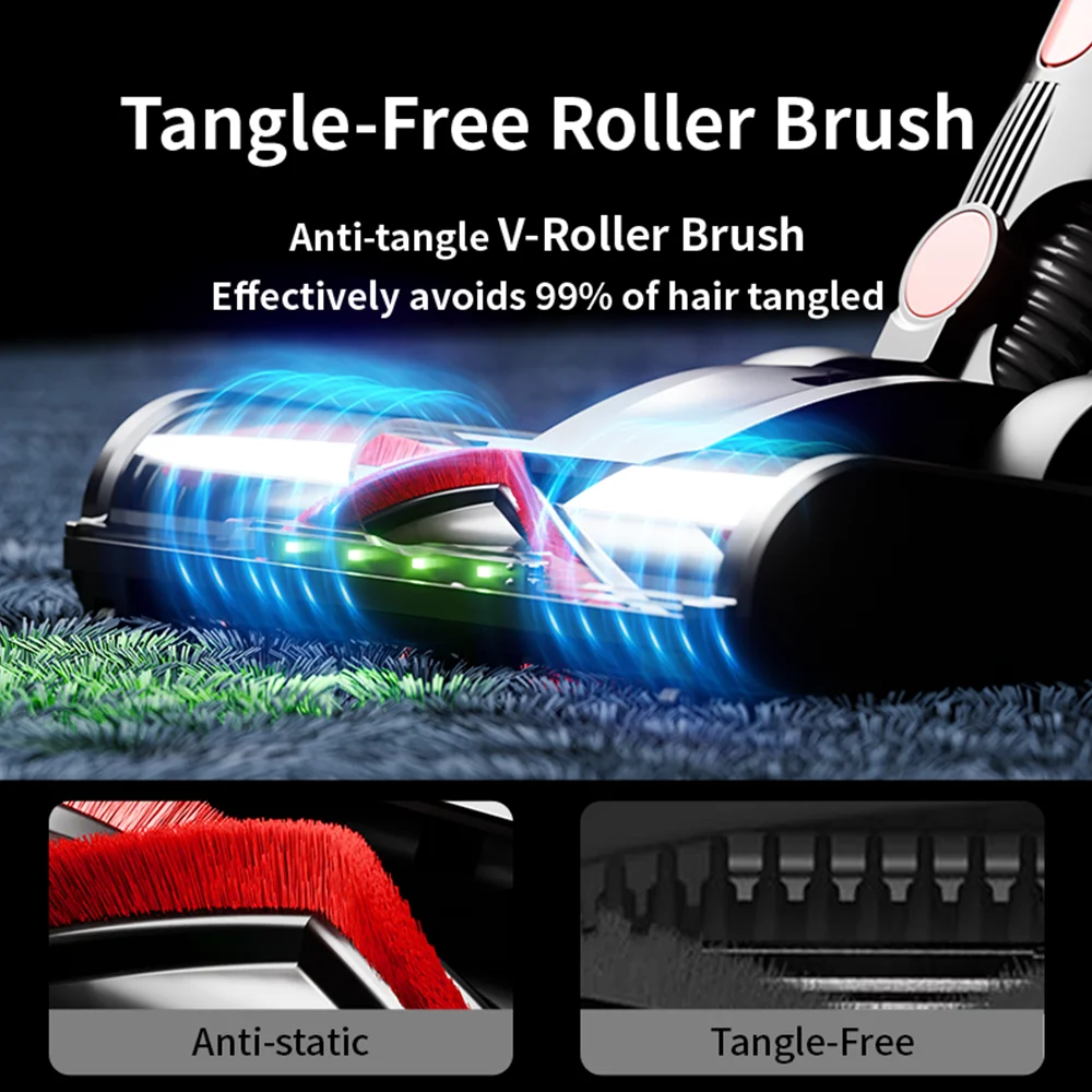 COTIAR V22 650 واط مكنسة كهربائية لاسلكية 55kPa شفط الطاقة فرش فراغ 1.2L قدرة LED عرض لسجادة أرضيات شعر الحيوانات الأليفة