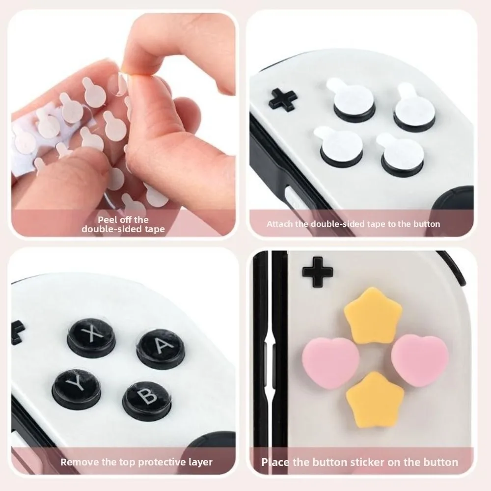 Cute Soft Cross D-pad Cover Silicone Protective Shell ABXY Key Sticker Thumb Stick Grip Game Accessories