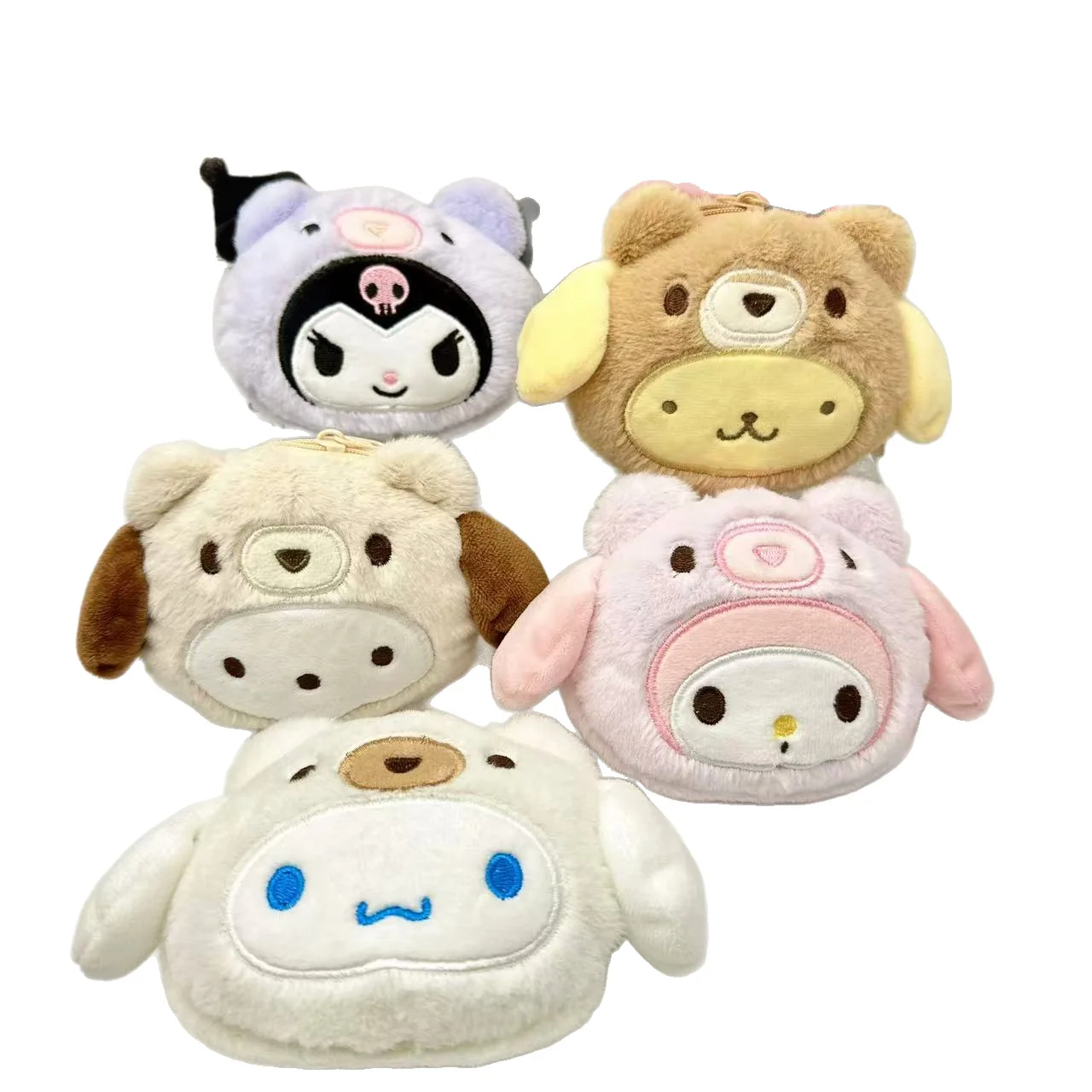 

New Sanrio Kuromi Plush Keychain Wallet Melody Cinnamoroll Plush Coin Purse Earphone Organizer Bag Pendant Key Ring Kids' Gifts