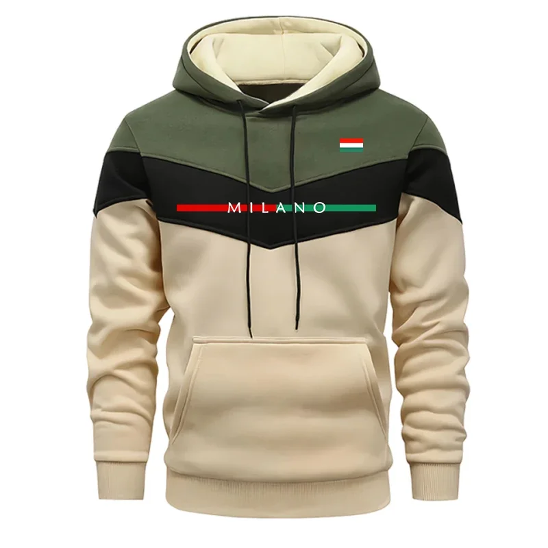 Quality Tracksuit for Man Casual Tri Color Splice Sweatshirt Outdoor Sports Jogging Clothing Autumn Winter Single Hoodies Pants view 6