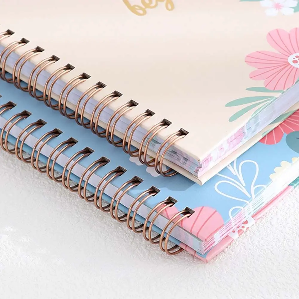80 Sheets A5 English Notepad Floral Printing To Do List Coil Notebook Time Management Portable Schedule Planner Notepad