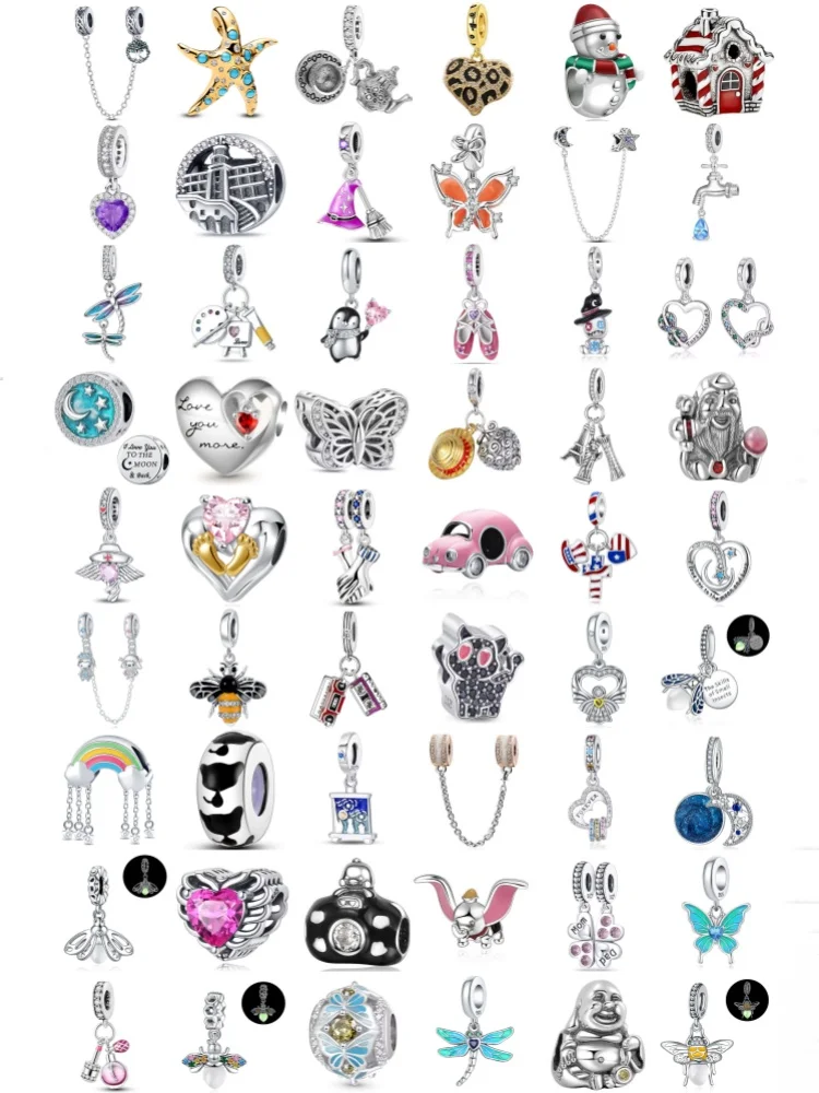 Hot Selling 925 Silver Bbow,Pig Bead Butterfly Pendant Suitable for European Original Bracelet DIY Accessories Exquisite Jewelry