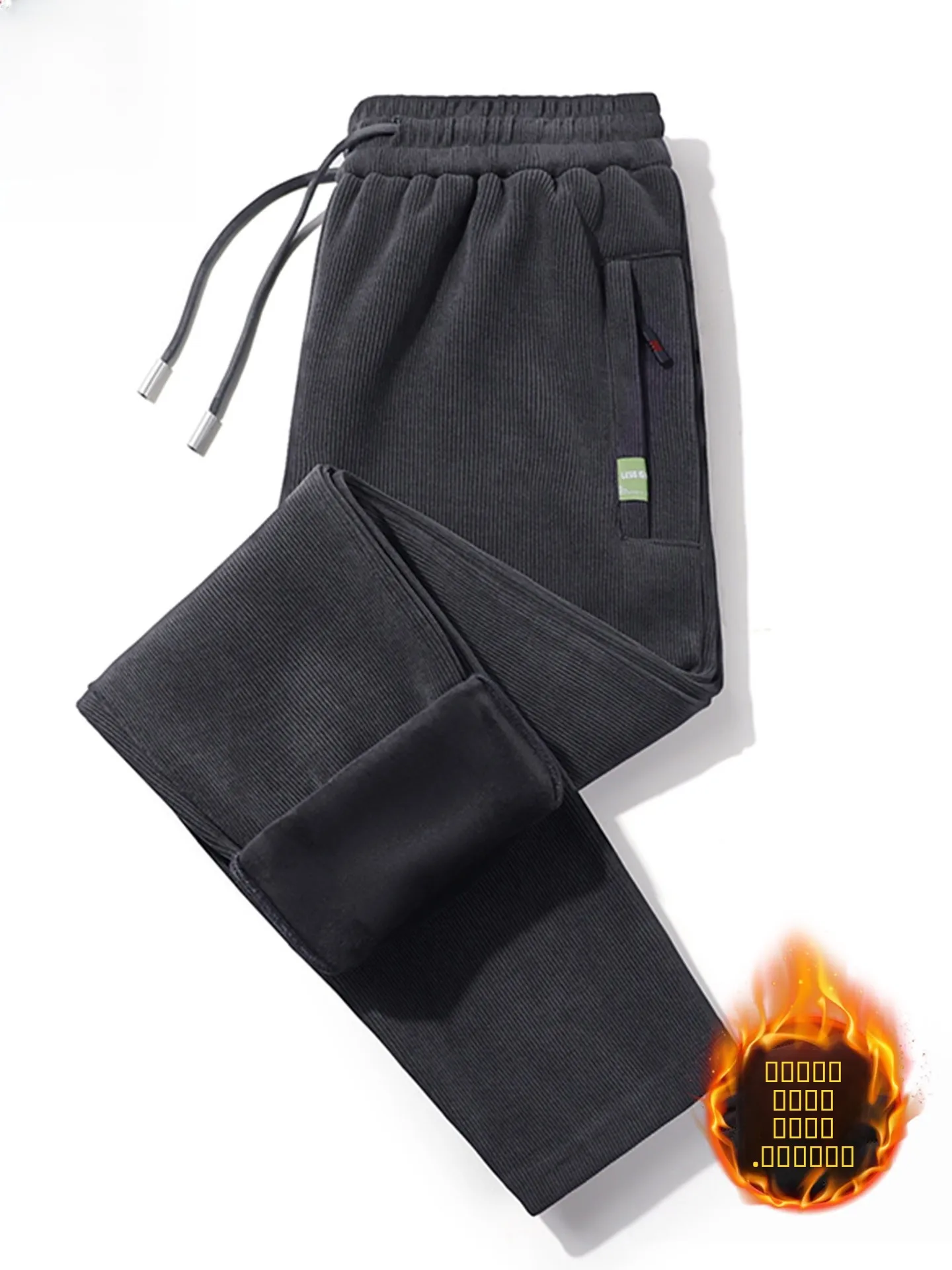 

Мужские вельветовые спортивные брюки, зимние утепленные флисовые брюки с манжетами, повседневные прямые брюки, устойчивые к сминанию, модные городские