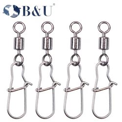 B & U-señuelo de anzuelo de Lucio, accesorios de pesca, Pin conector, rodamiento giratorio, aparejos de acero inoxidable, 50 piezas