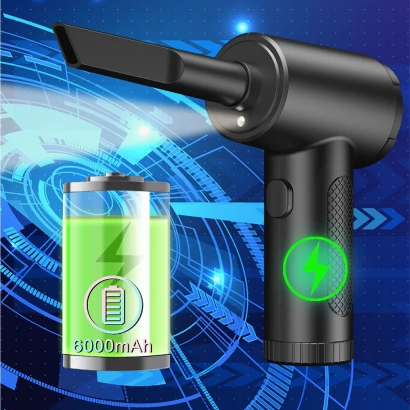 LED Light Cordless Air Duster 68W High Power Simple Operation 3 Gears Dust Blower for Computer Keyboard Car