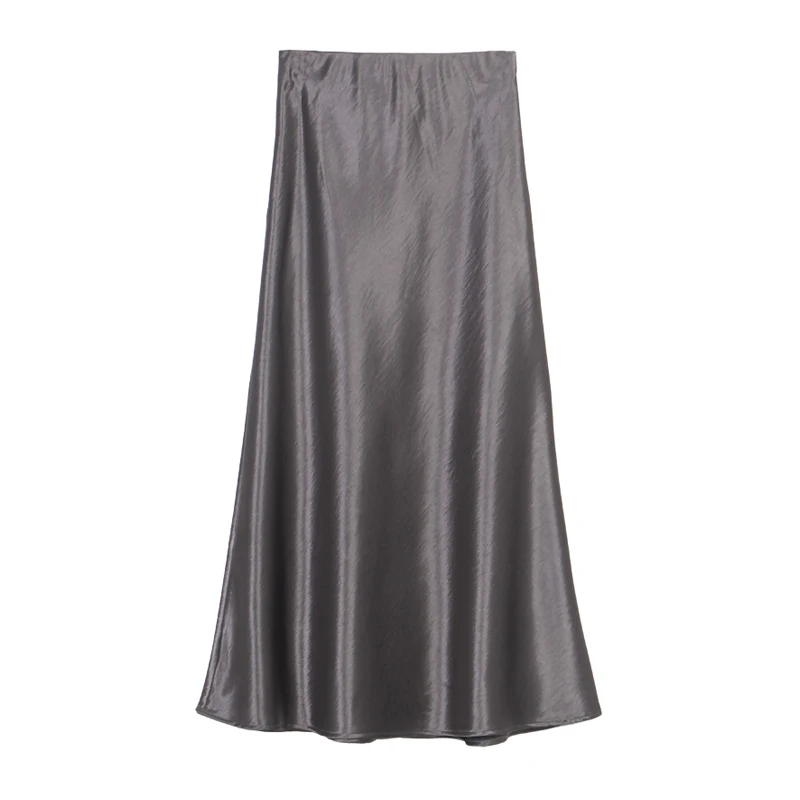 New spring and summer style fashionable and elegant high-quality gray acetate draped luster slim fish tail skirt
