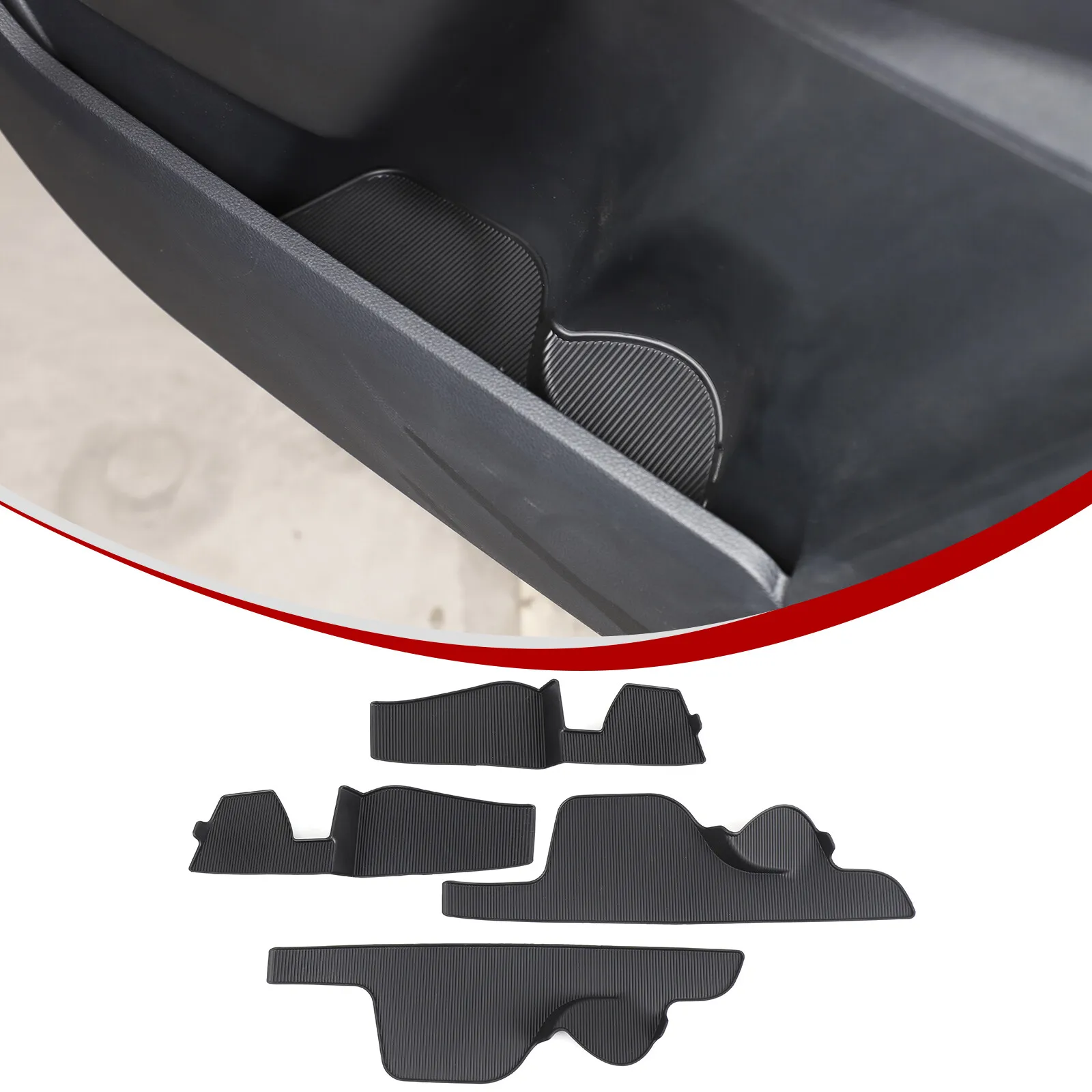 

TPE Black Car Front Rear Door Storage Slot Pad Protection Mat For Ford Ranger 2023-2025 Car Center Control Storage Slot Mat