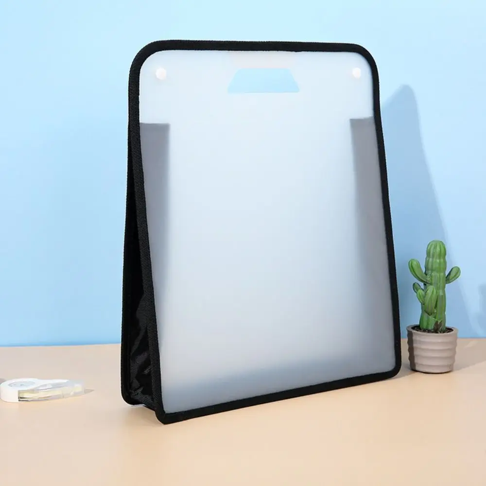 Handle Transparent File Folder Sanding Lightweight Snap On Vertical File Pouch Document Tutoring A4 File Storage Bag Students