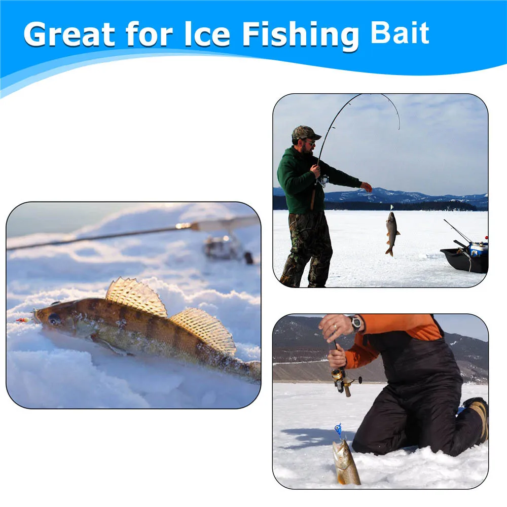 12 pièces hiver leurre de pêche sur glace gabarits de glace pour Crappie bar Panfish 1.2g-2.6g appât artificiel dur gabarit tête crochets Kit de pêche