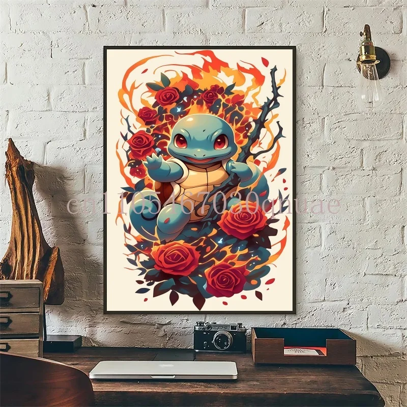Figur Pokemon Anime Klasik Hd Charizard Bulbasaur Tupai Charmander Poster Karya Seni Lukisan Kanvas Seni Dinding Dekorasi Kamar Rumah