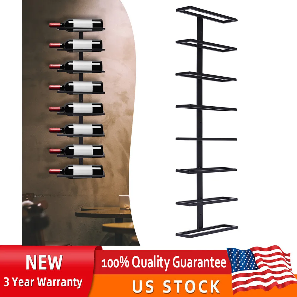 8 Bottles Vertical Wall Mounted Wine Rack Bar Kitchen Liquor Wine Bottle Cellar Holder Display Storage Organizer Home Decoration
